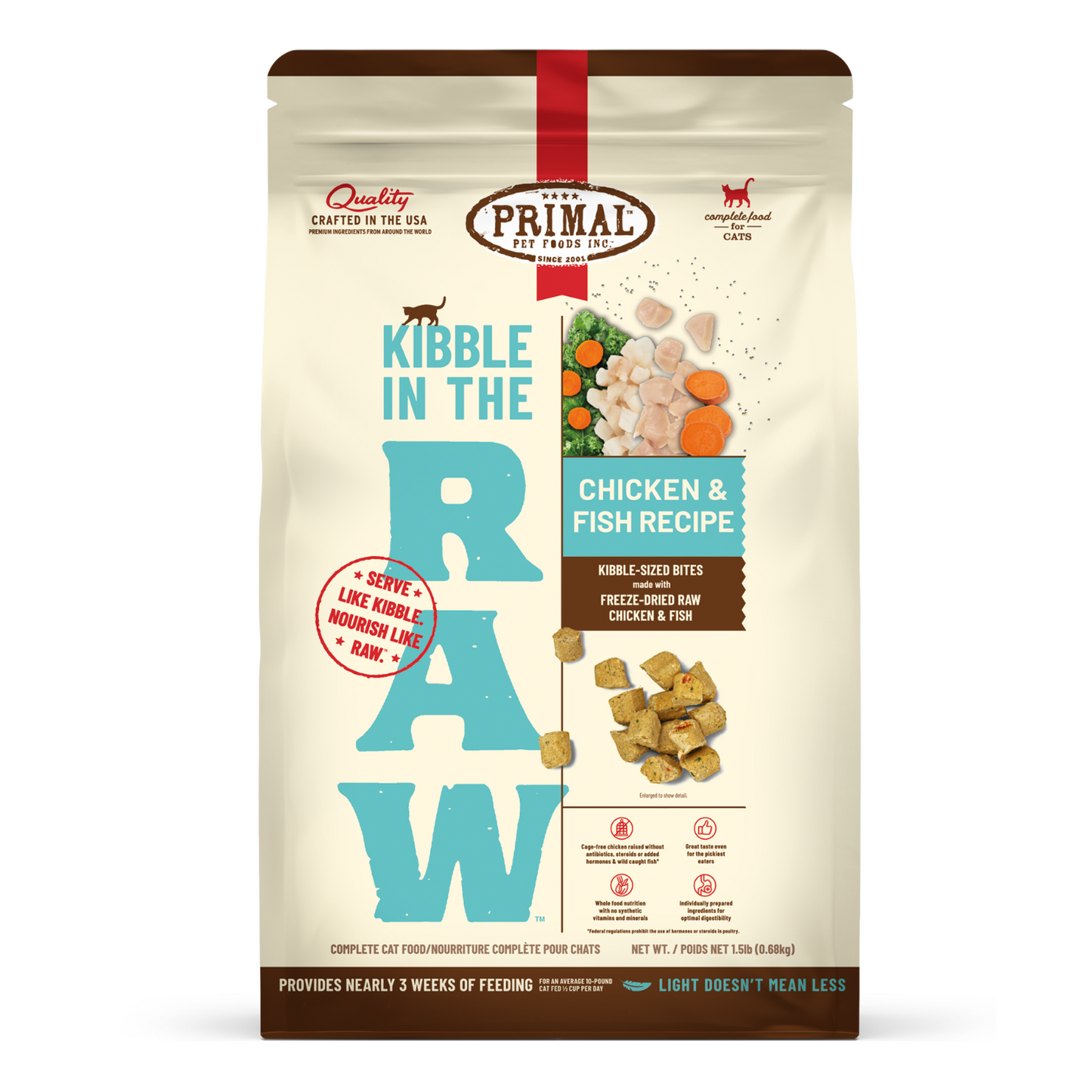Primal Kibble in the Raw Cat Food Chicken & Fish Recipe - PetCentral Qatar
