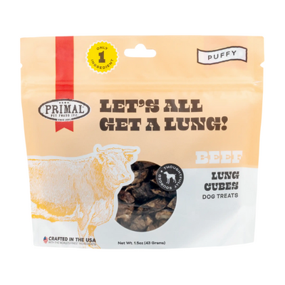 Primal Lets All Get A Lung Beef Dehydrated Treat 1.5 oz - PetCentral Qatar