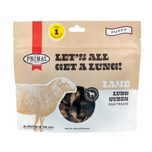 Primal Lets All Get A Lung Lamb Dehydrated Treat 1.5 oz - PetCentral Qatar