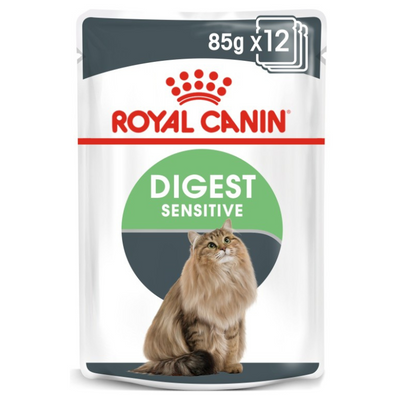 Royal Canin Digest Sensitive Cat Gravy Wet Food 12x85g Pouches available at PetCentral Qatar