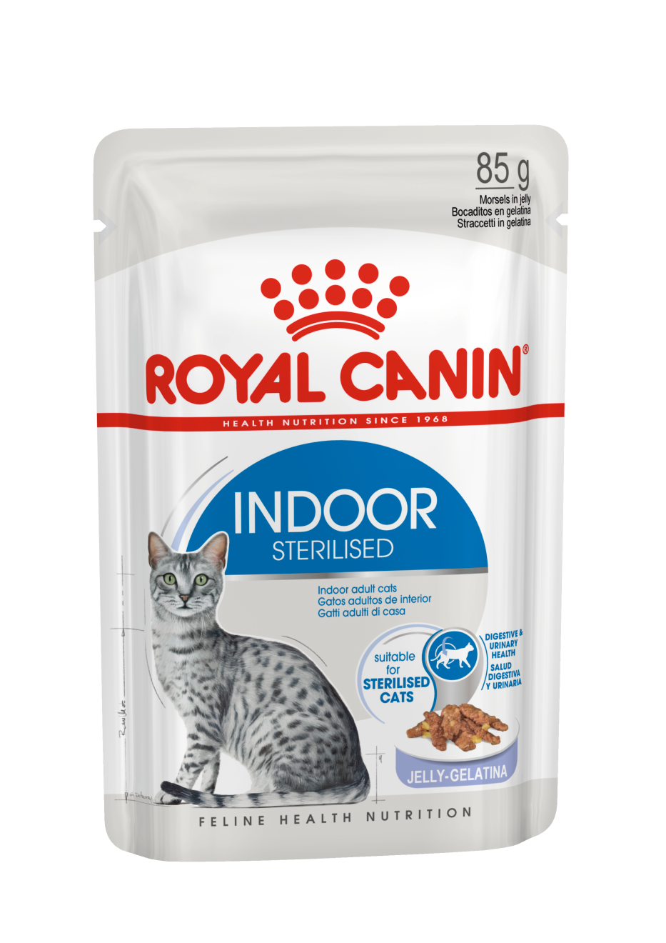 Royal Canin Indoor Cat Jelly Wet Food 12x85g Pouches available at PetCentral Qatar