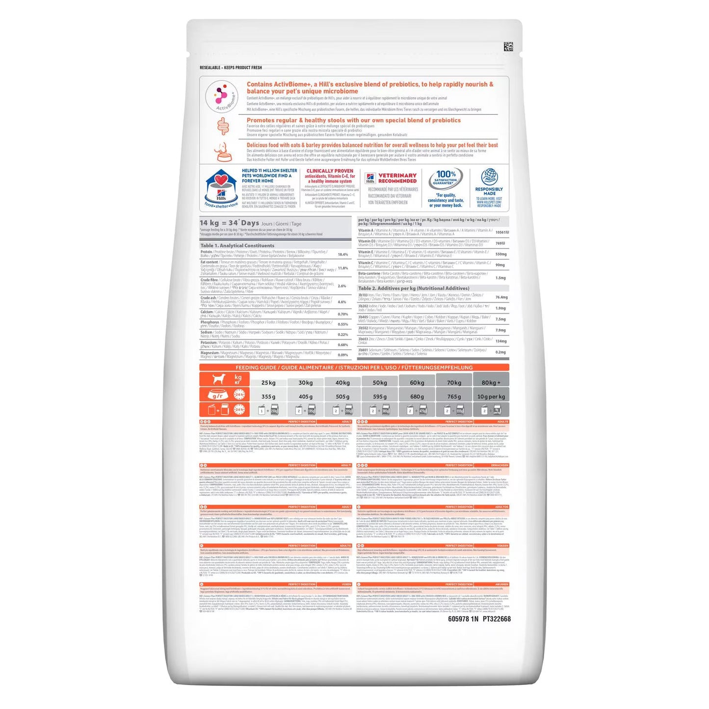 Hill?? Science Plan Perfect Digestion Large Adult 1+ Dog Food with Chicken and Brown Rice 14kg