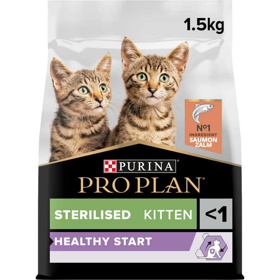 PRO PLAN STERILISED KITTEN HEALTHY START, DRY CAT FOOD WITH SALMON, 1.5 KG