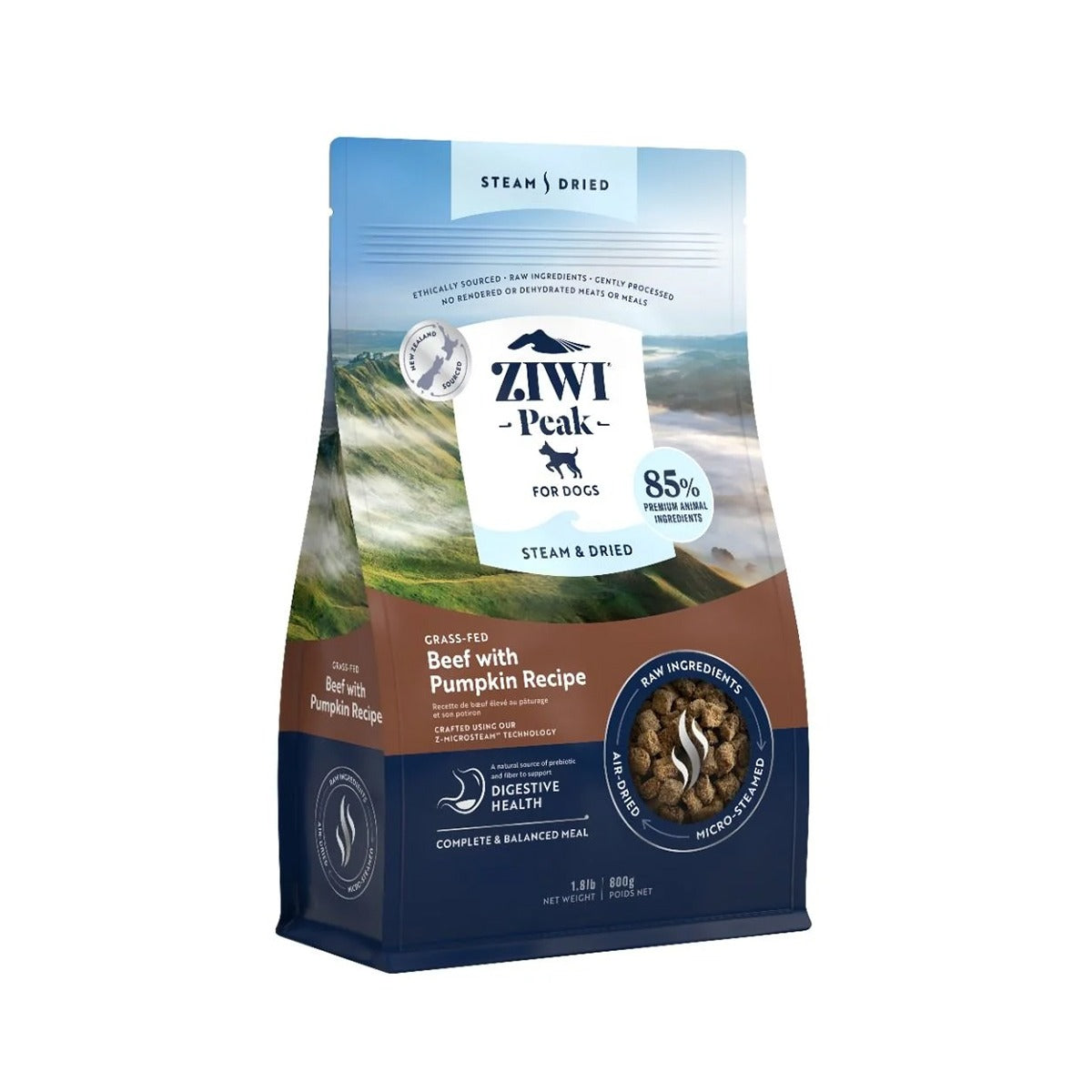 ZIWI Peak Steam & Dried Grass-Fed Beef with Pumpkin Recipe Dry Dog Food 1.5KG/NA